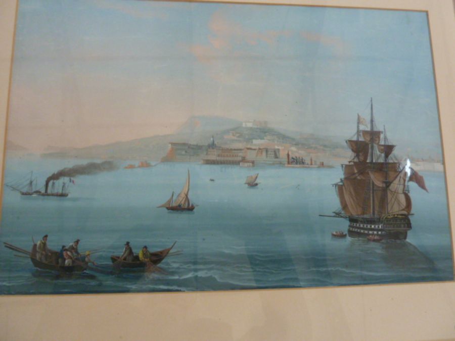 19th century Italian School Gouache Shipping scene of the Bay of Naples - with steam boat, fishing - Image 3 of 7