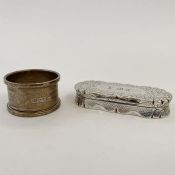 Victorian silver snuffbox, floral engraved, initialled, Birmingham 1869, makers mark F.M(?), 8.5cm