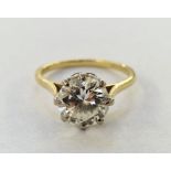 18ct gold and diamond solitaire ring set round brilliant cut diamond, claw set, total diamond weight