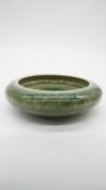 Late Ming-Qing dynasty green glazed bowl with unglazed foot. H.6 W.13 D.13