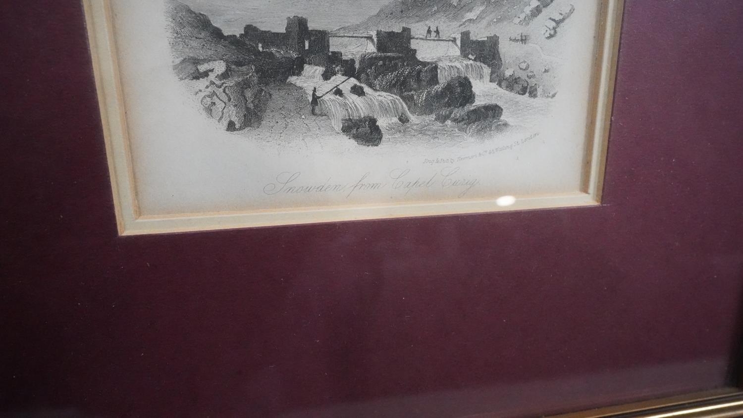 Five framed and glazed antique engravings of Welsh places of interest including Snowdon. H.24 W.36 - Image 9 of 22