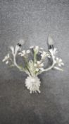 A vintage Italian tole flower two branch wall sconce. H.39cm