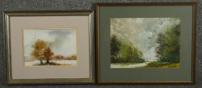 Two framed and glazed watercolours, lakescapes. H.39 W.47cm