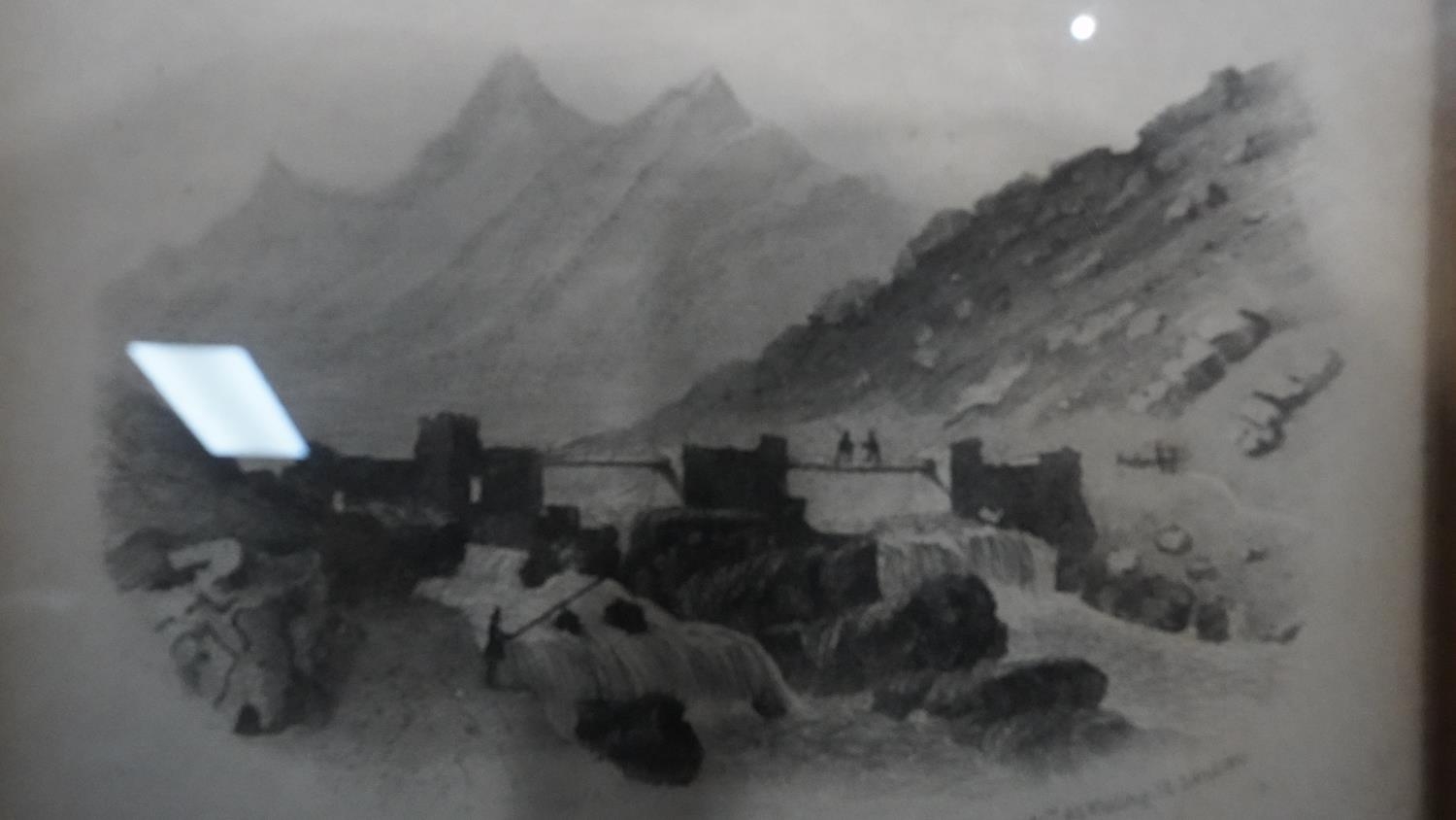 Five framed and glazed antique engravings of Welsh places of interest including Snowdon. H.24 W.36 - Image 7 of 22