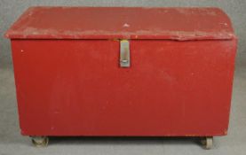 A vintage painted trunk. H.56 W.95 D.48cm