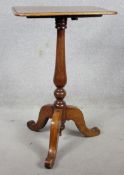 A 19th century mahogany tilt top lamp table on tripod cabriole pedestal base. H.73 W.46 D.44cm