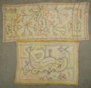 Two hand stitched tapestry throws. L.197 W.87cm