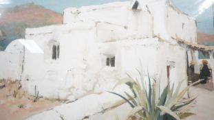 A framed and glazed watercolour, Mediterranean villa, indistinctly signed. H.48 W.59cm