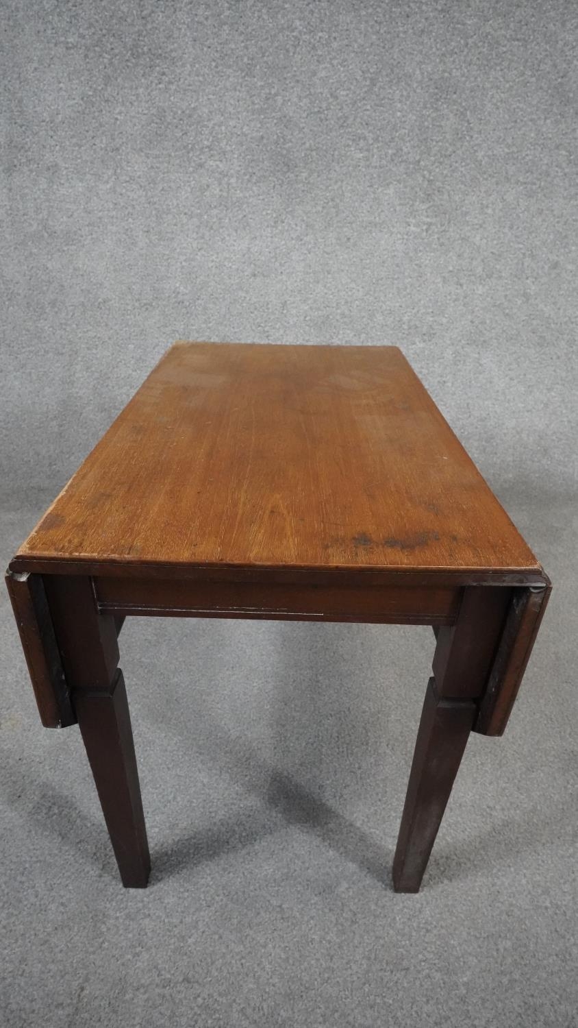 A 19th century mahogany drop flap table on square tapering supports. H.46 W.75 D.61cm - Image 2 of 6
