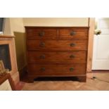 A Georgian mahogany chest of drawers on shaped bracket feet. H.100 W.108 D.50cm