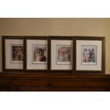 A set of four framed and glazed limited edition Ian Nathan prints, big cat portraits, signed and