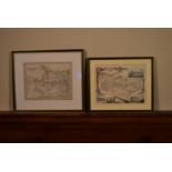 Two framed and glazed vintage ordinance survey maps, one of Yorkshire and one of Kent. H.31 W.