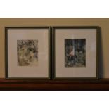 A pair of original Arthur Rackham lithographs, Aesop's fables, framed and glazed. H.30 W.26cm (2)