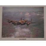 A print of an Avro Lancaster. H.49 W.58cm