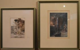 Two original Arthur Rackham lithographs, framed and glazed. H.35 W.30cm (2)