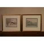 Two framed and glazed signed Artist Proof prints by British artist Vincent Haddelsey, 1934-2010. H.