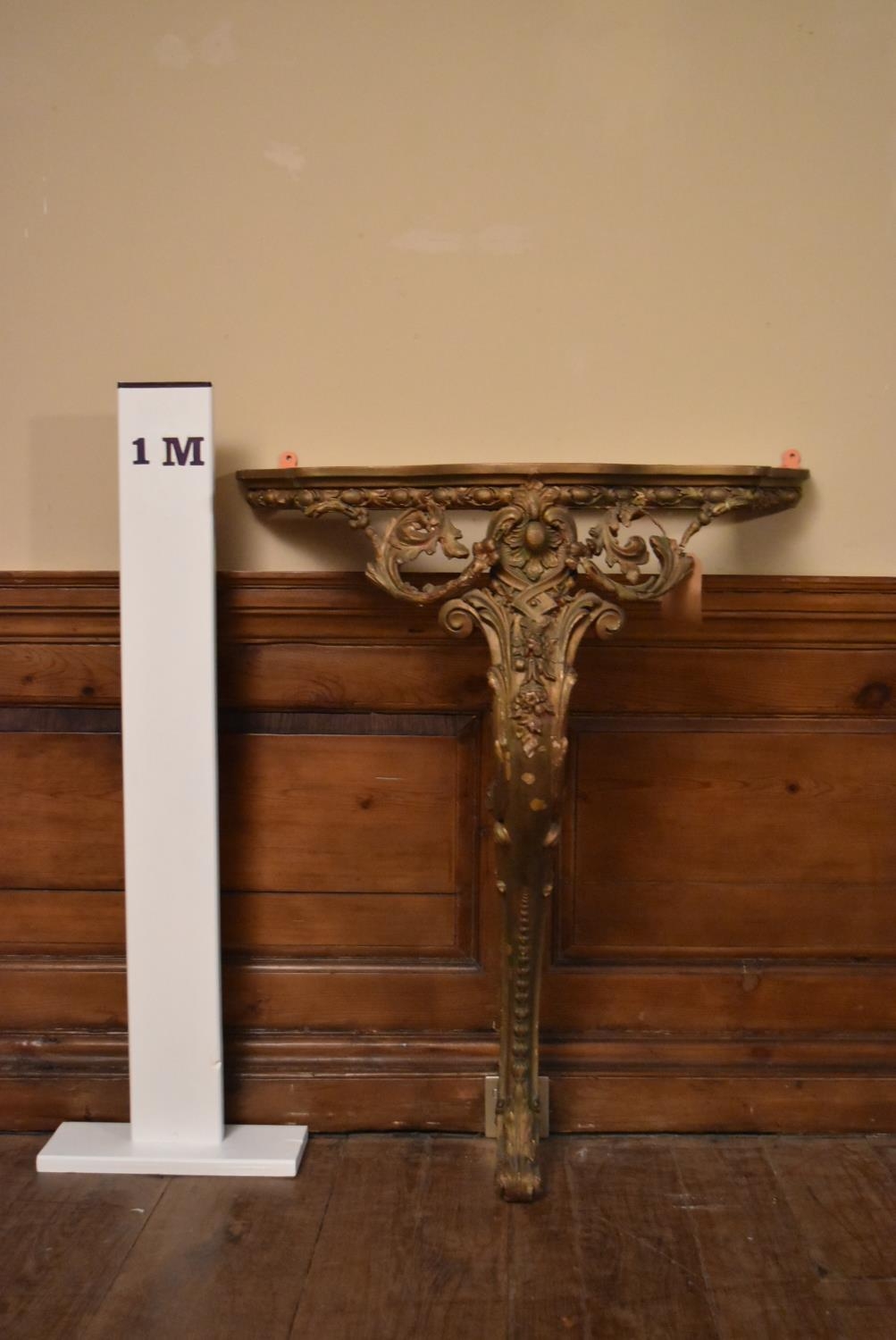 A 19th century giltwood console table with serpentine marble top and scrolling foliate gesso - Image 10 of 11