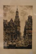 Cornelis Brandenburg (1883-1954), a framed and glazed signed etching of Zuiderkerk in Amsterdam.