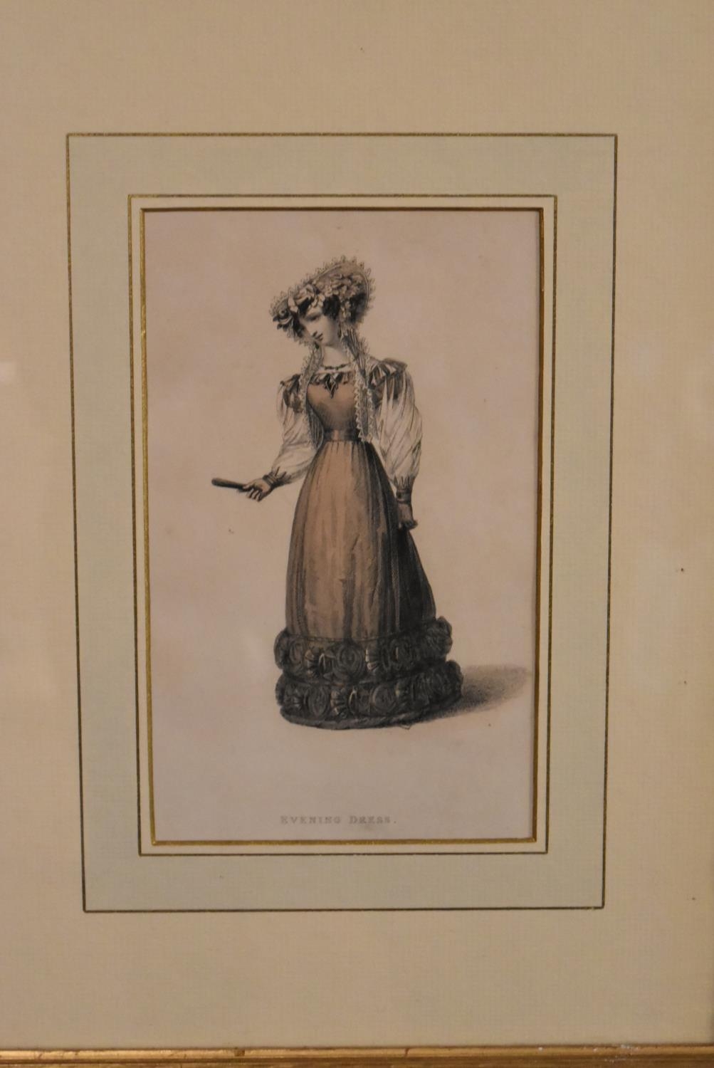 A pair of 19th century aquatints, fashion designs, published by R Ackerman. H.38 W.29cm (2) - Image 2 of 8