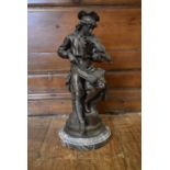 Henry Etienne Dumaige (1830-1888) A patinated bronze figure of a boy playing the violin. Mounted