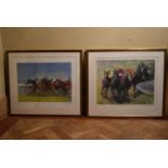 A pair of framed and glazed limited edition prints by Constance Halford-Thompson, 2/25 All Out and