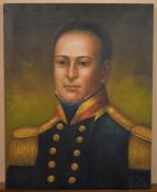 Oil on canvas, head and shoulders portrait of a 19th century naval officer, indistinctly signed. H.