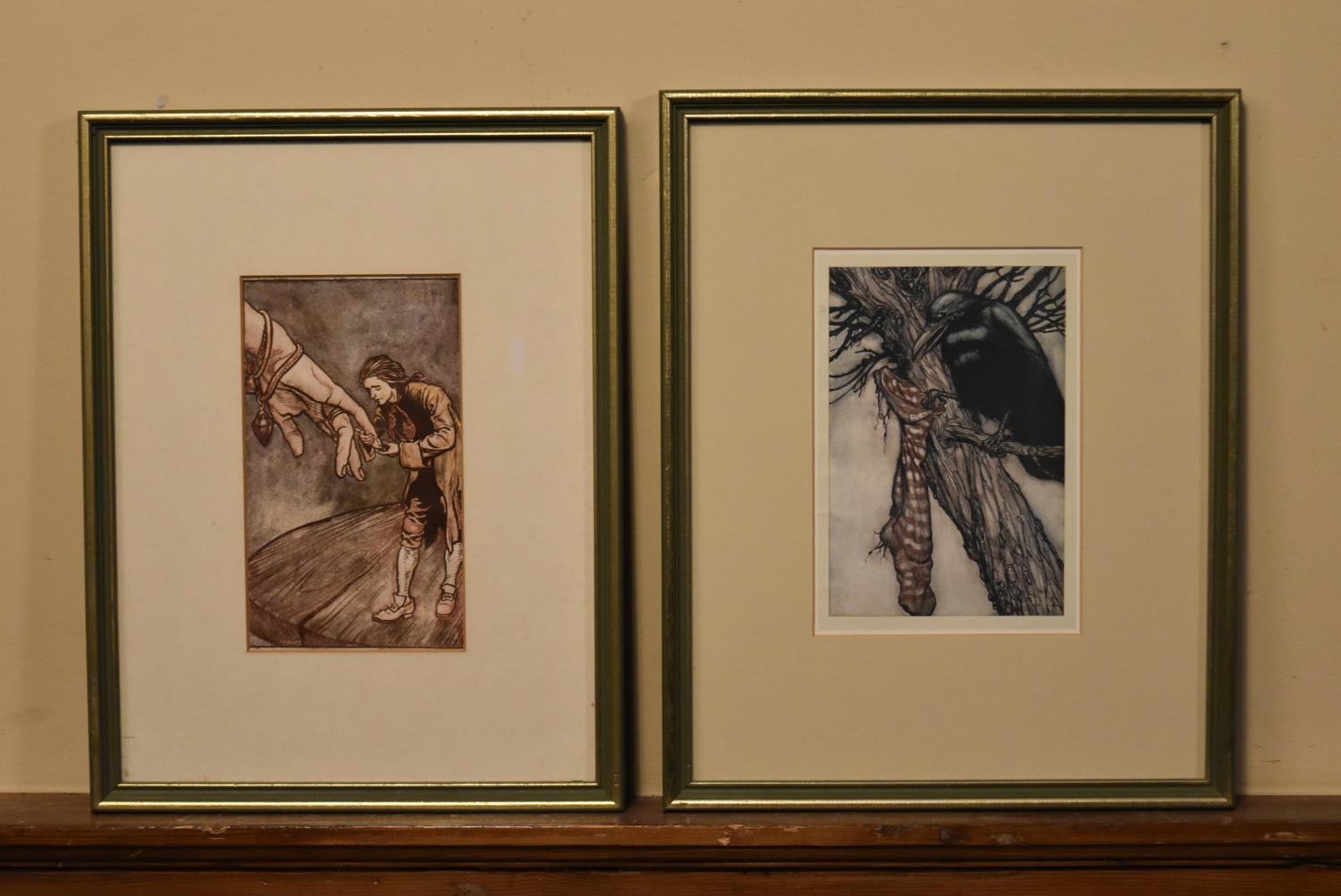 Arthur Rackham- Two framed and glazed early 20th century colour illustration plates from Peter Pan