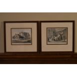 A pair of framed and glazed 19th century coloured etchings, Our Magistrate's Wife and Our Stage