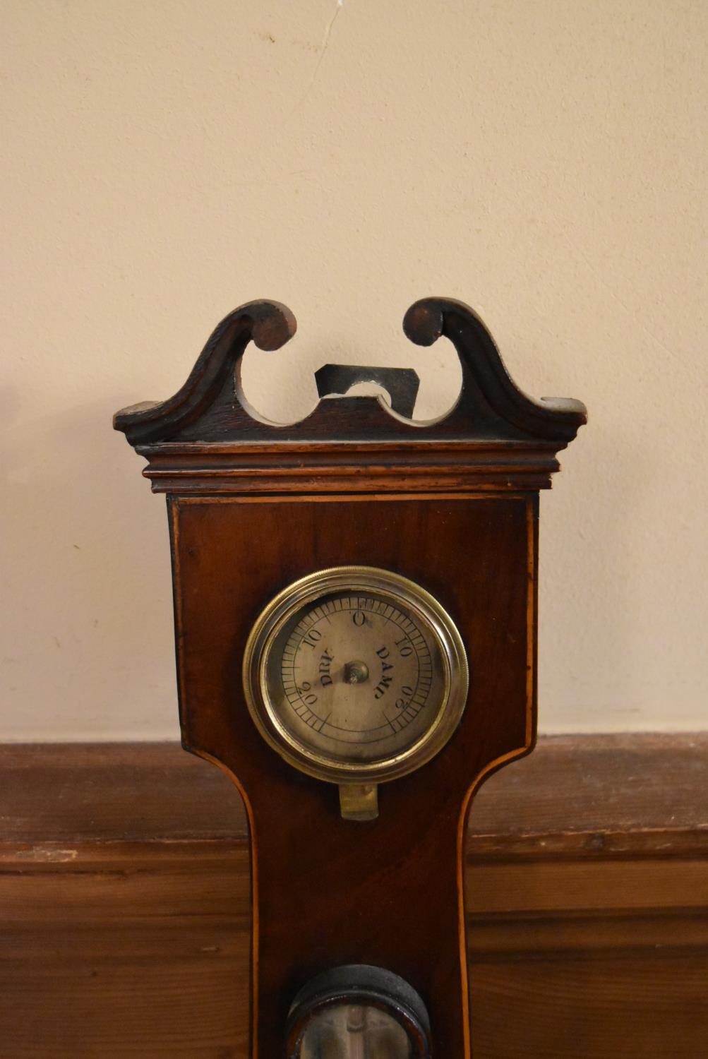 A 19th century mahogany cased mercury wheel barometer with silvered dial and satinwood inlay. H.98 - Image 2 of 7