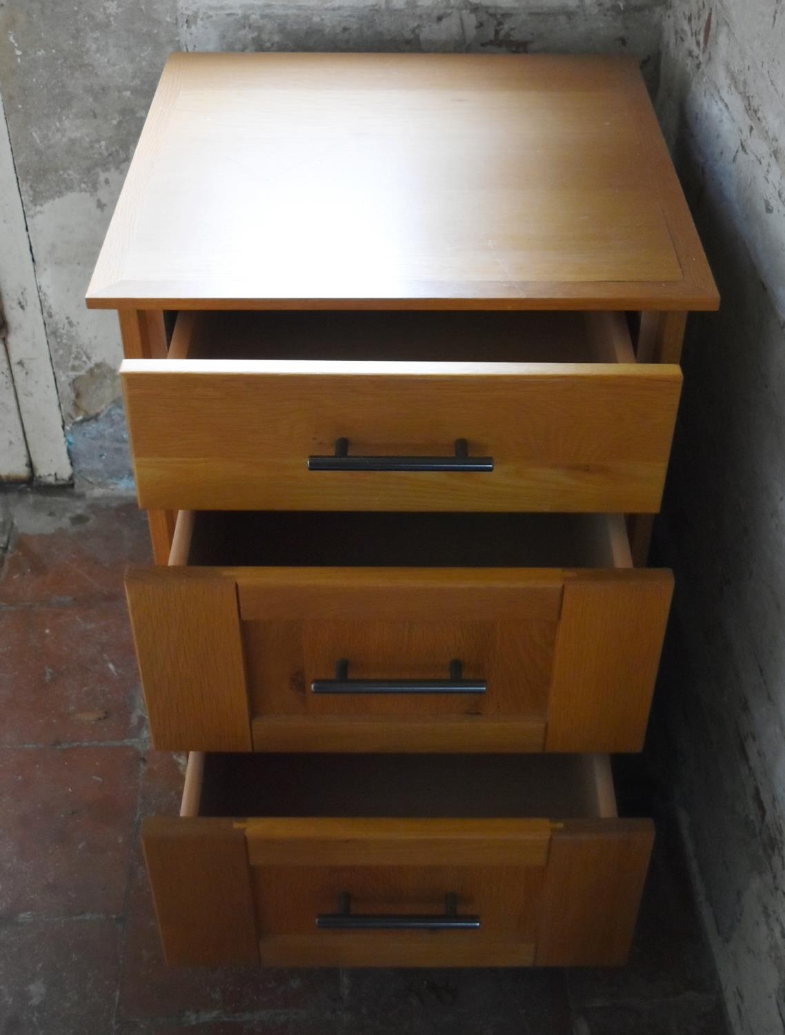 A contemporary light oak three drawer filing cabinet. H.70 W.52 D.50cm - Image 2 of 5