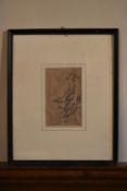 A framed and glazed Chinese ink drawing.