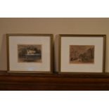 A pair of 19th century framed and glazed prints, Essex House Putney and Temple Bar. H.25 W.28cm (2)