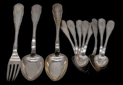 A collection of silver cutlery. Including a set of eight Latvian silver tea spoons by Jüliis