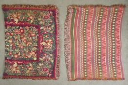 Two Eastern woven throws. L.172 W.122cm