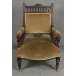 A 19th century carved frame armchair. H.94cm