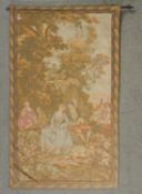 A finely woven tapestry with metal hanging rod. L.132 W.82cm