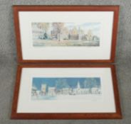 Two framed and glazed limited edition prints of town landscapes by Hilary Sheeter. Signed by