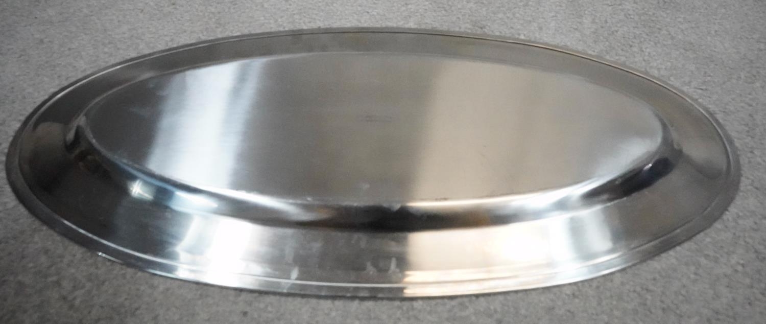 A silver plated oval tray by Guy Degrenne, and a similar tray. W.60cm - Image 2 of 7