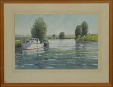 David William Burley (1901-1990) A framed and glazed watercolour titled 'Grove Ferry', label