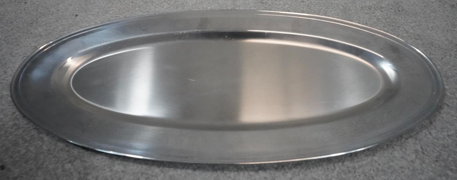 A silver plated oval tray by Guy Degrenne, and a similar tray. W.60cm - Image 7 of 7