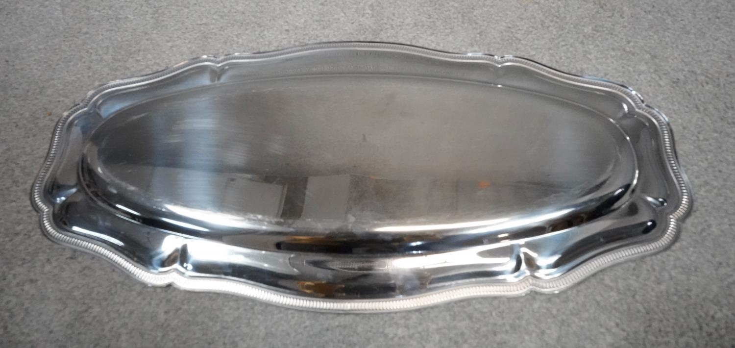 A silver plated oval tray by Guy Degrenne, and a similar tray. W.60cm - Image 5 of 7