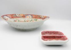 A 18th/19th century Japanese Arita hand painted porcelain bowl along with a modern Chinese two