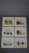 Jean D'hondt (1930-). Six unframed watercolours of landscapes. Signed by artist.