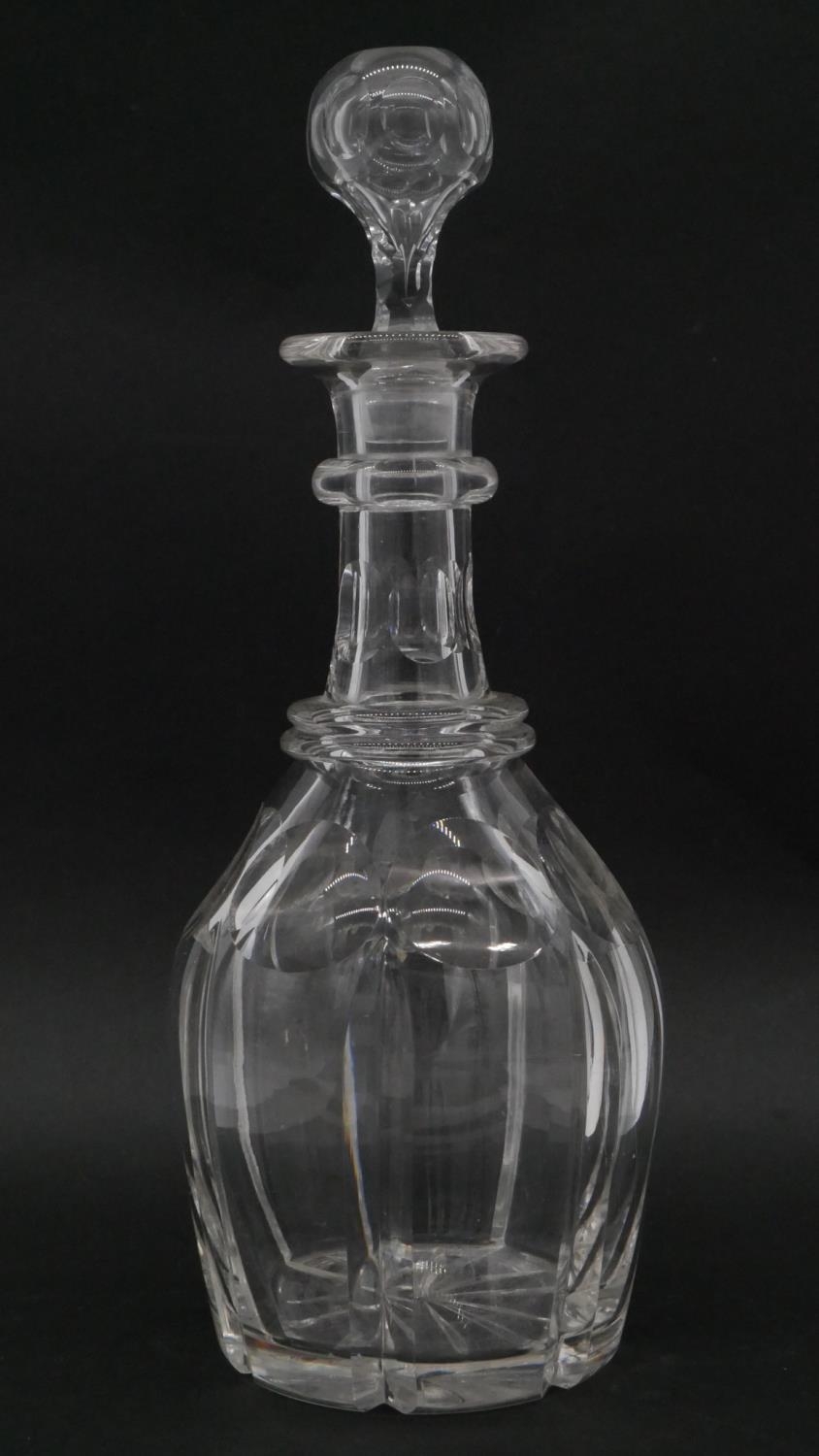A pair of Victorian cut crystal decanters with original stoppers and star cut bases. H.29cm - Image 6 of 8