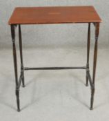 An Edwardian mahogany and satinwood crossbanded occasional table with central fan patera inlay. H.65