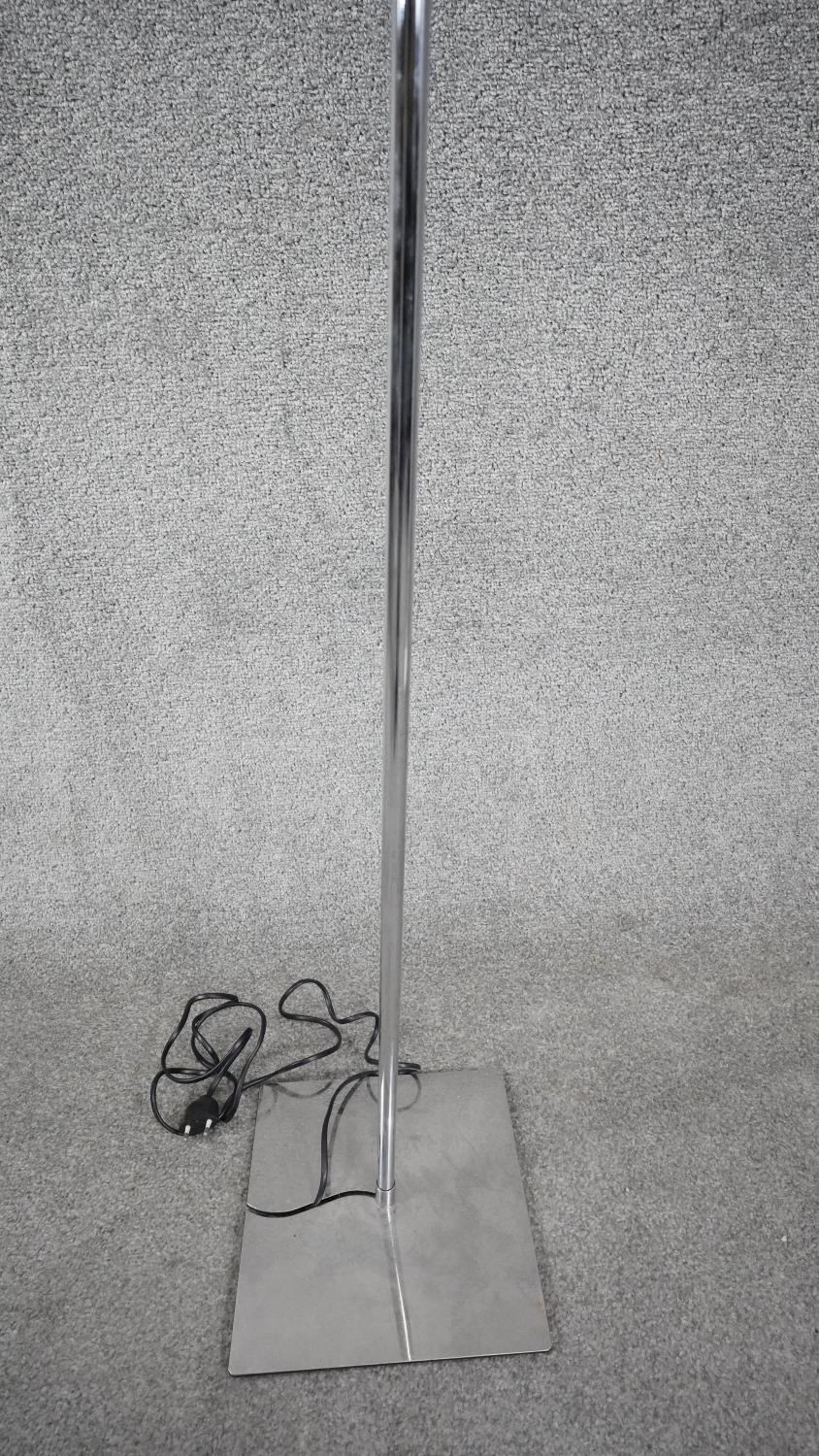 A contemporary chrome adjustable standard lamp on rectangular polished chrome base. H.116 - Image 3 of 6