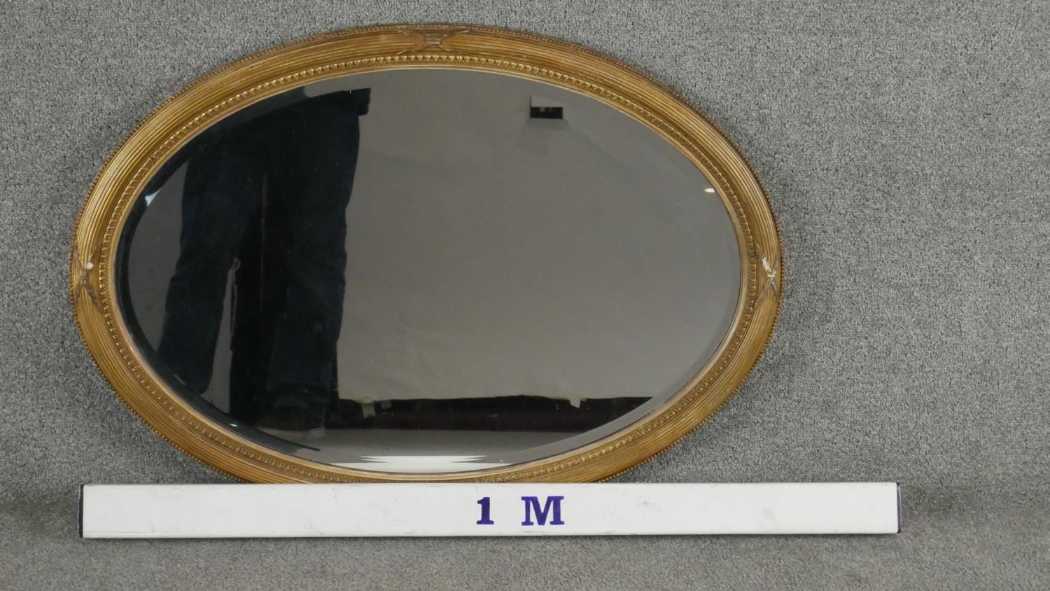 A 19th century gilt wood and gesso wall mirror in reeded and gadrooned frame. H.62 W.86cm - Image 4 of 4