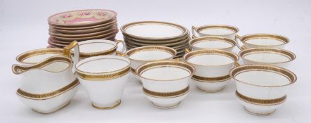 A set of twelve Aynsley 19th century hand painted and gilded porcelain saucers decorated with roses.