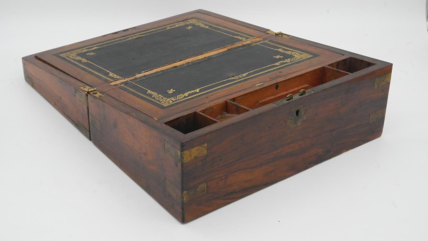 A 19th century Tunbridge inlaid writing slope, a similar walnut and brass bound box along with a - Image 2 of 8