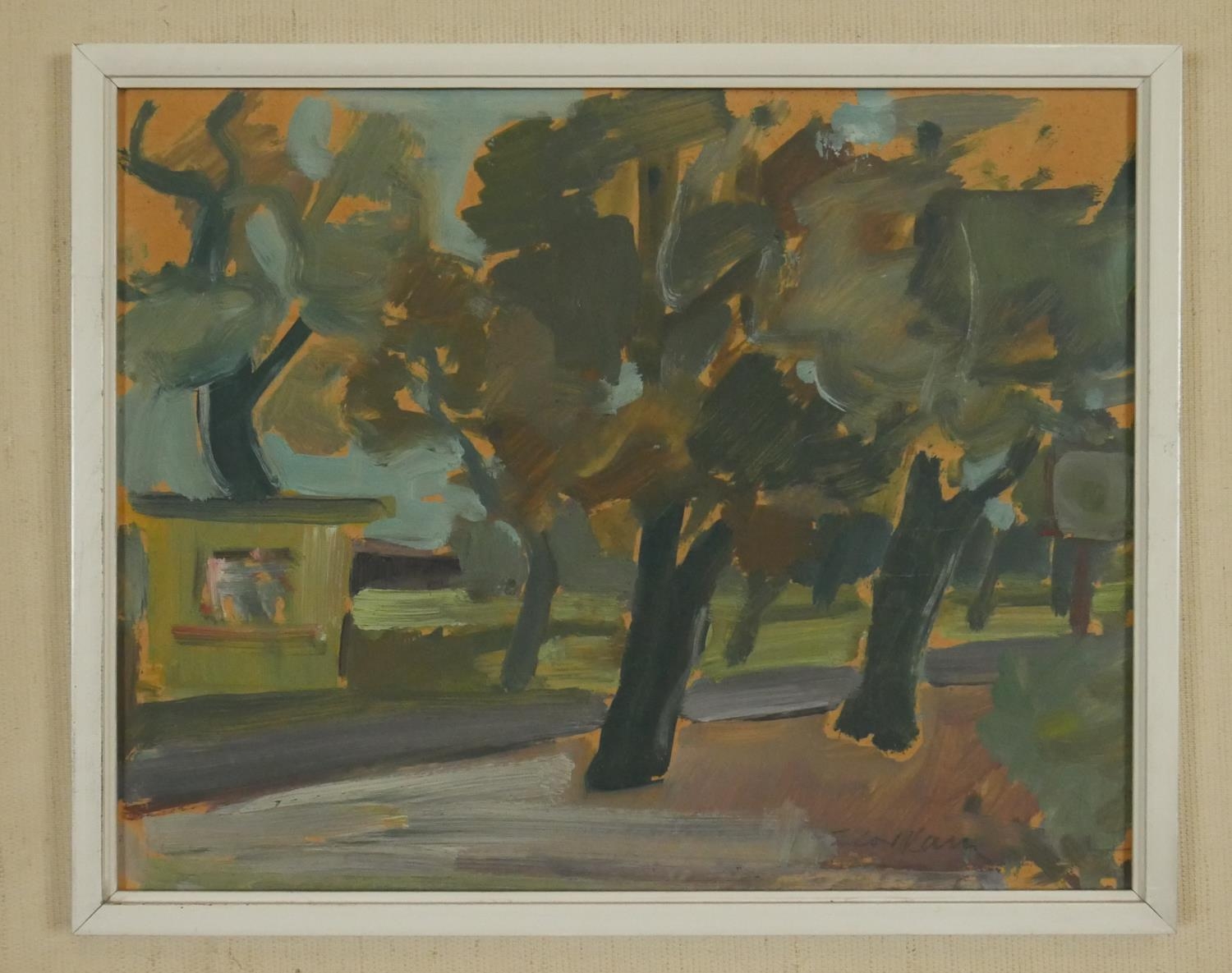 Four framed oils on board, landscape studies, indistinctly signed all by the same hand. H.35 W.45cm - Image 6 of 8